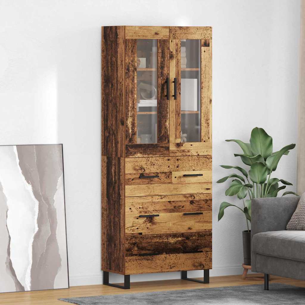 vidaXL Highboard with Drawer 2 pcs Old Wood Engineered Wood