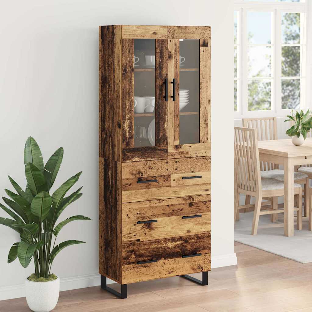 vidaXL Highboard with Drawer 2 pcs Old Wood Engineered Wood