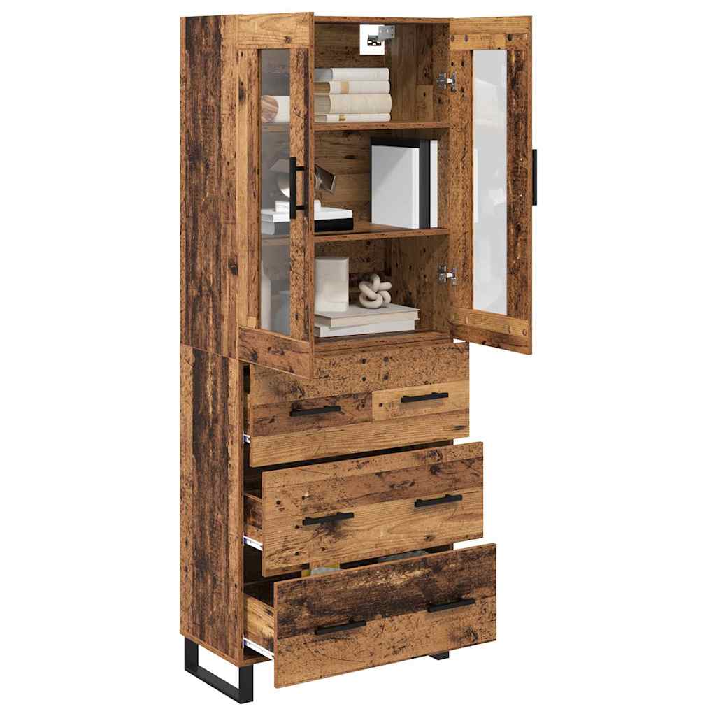 vidaXL Highboard with Drawer 2 pcs Old Wood Engineered Wood