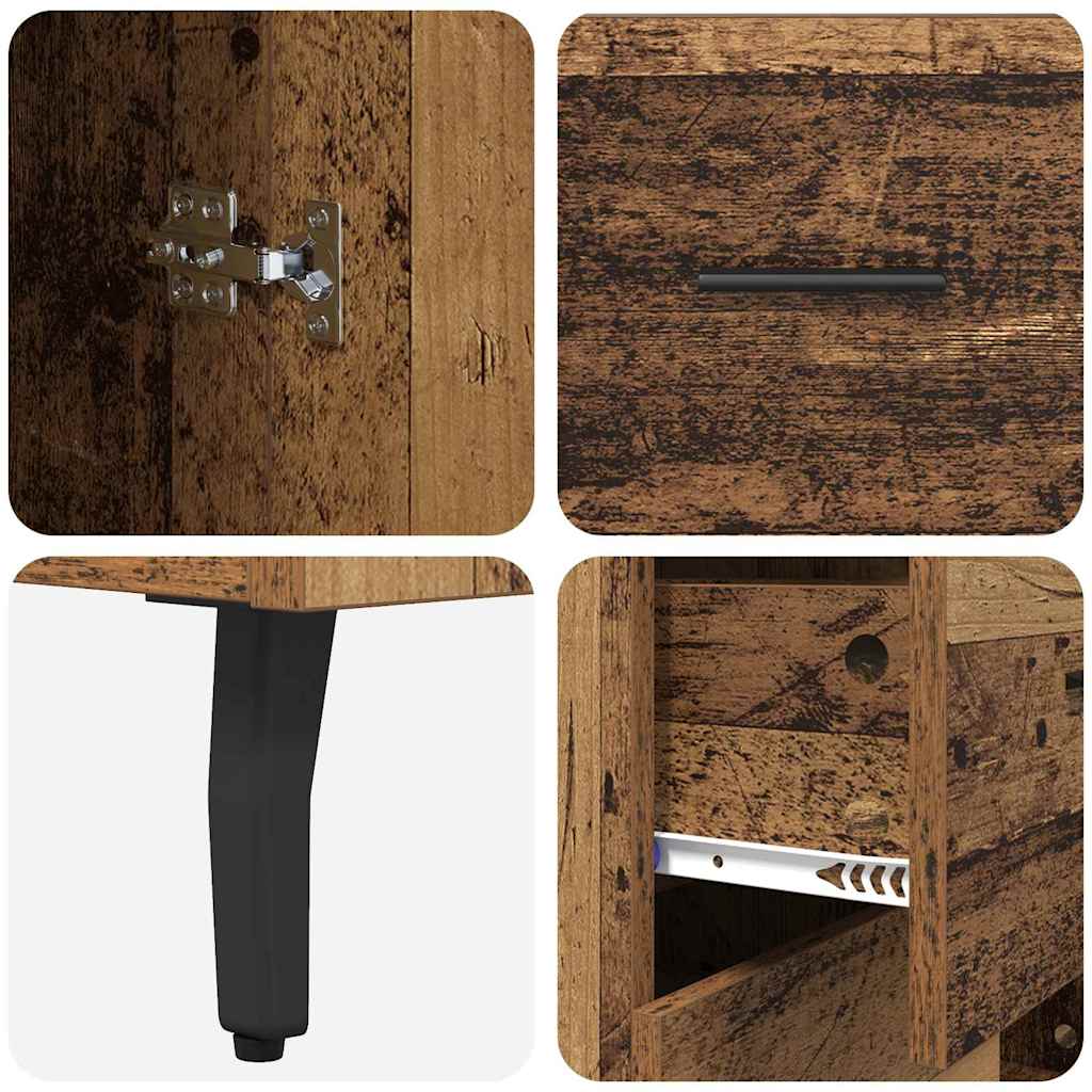 vidaXL Highboard with Drawer 2 pcs Old Wood Engineered Wood and Glass