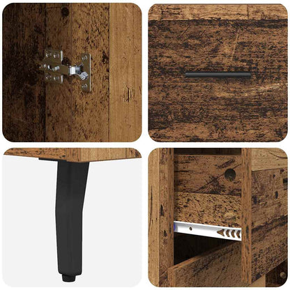 vidaXL Highboard with Drawer 2 pcs Old Wood Engineered Wood and Glass