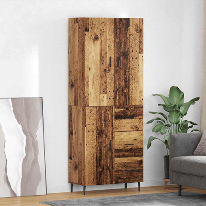 vidaXL Highboard with Drawer 2 pcs Old Wood Engineered Wood and Glass