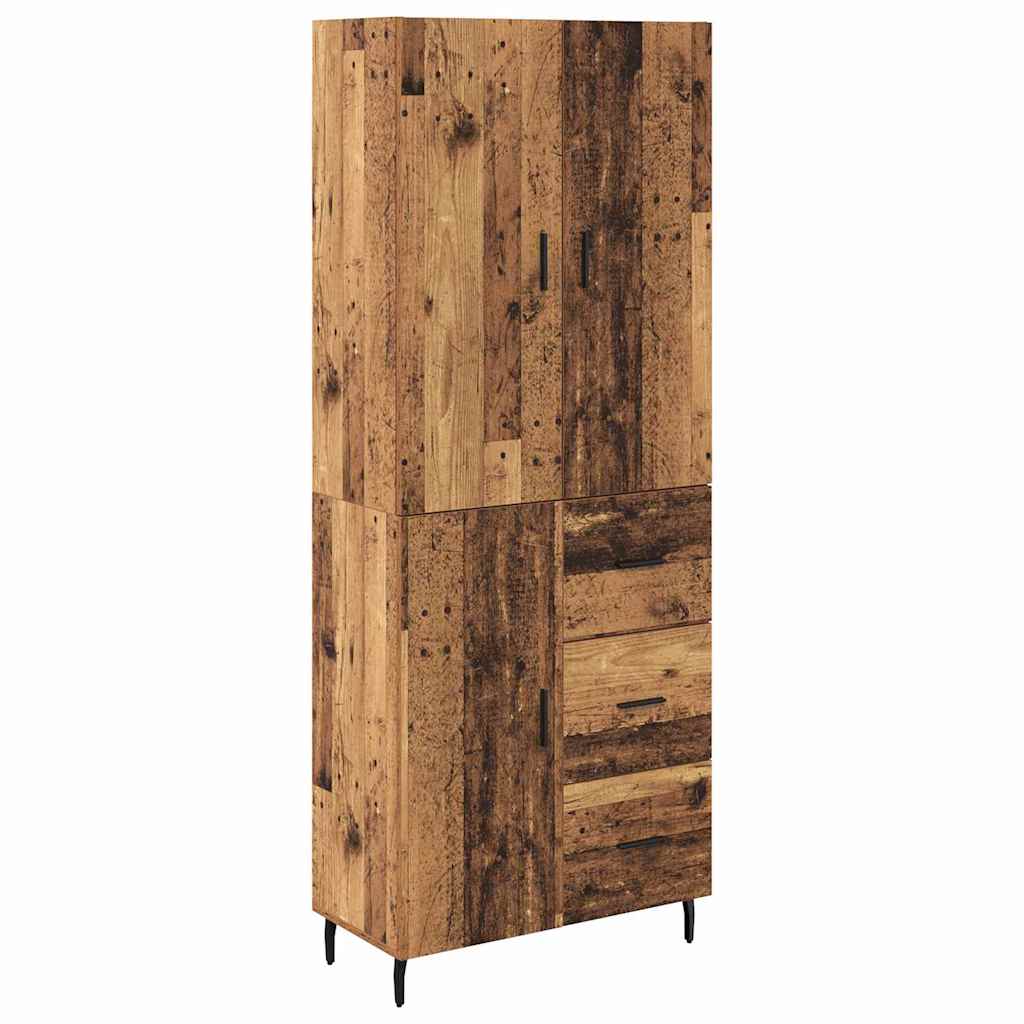 vidaXL Highboard with Drawer 2 pcs Old Wood Engineered Wood and Glass