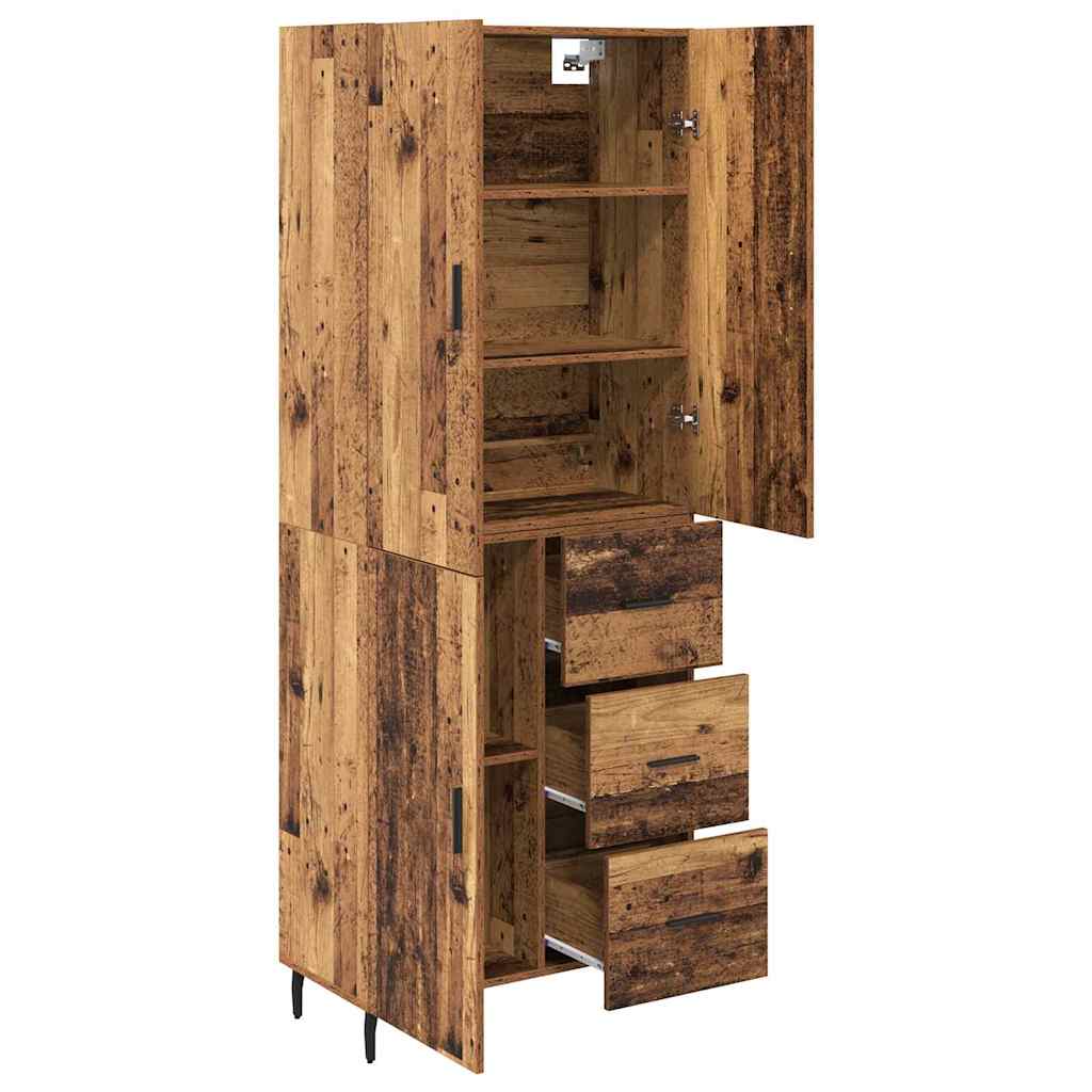 vidaXL Highboard with Drawer 2 pcs Old Wood Engineered Wood and Glass