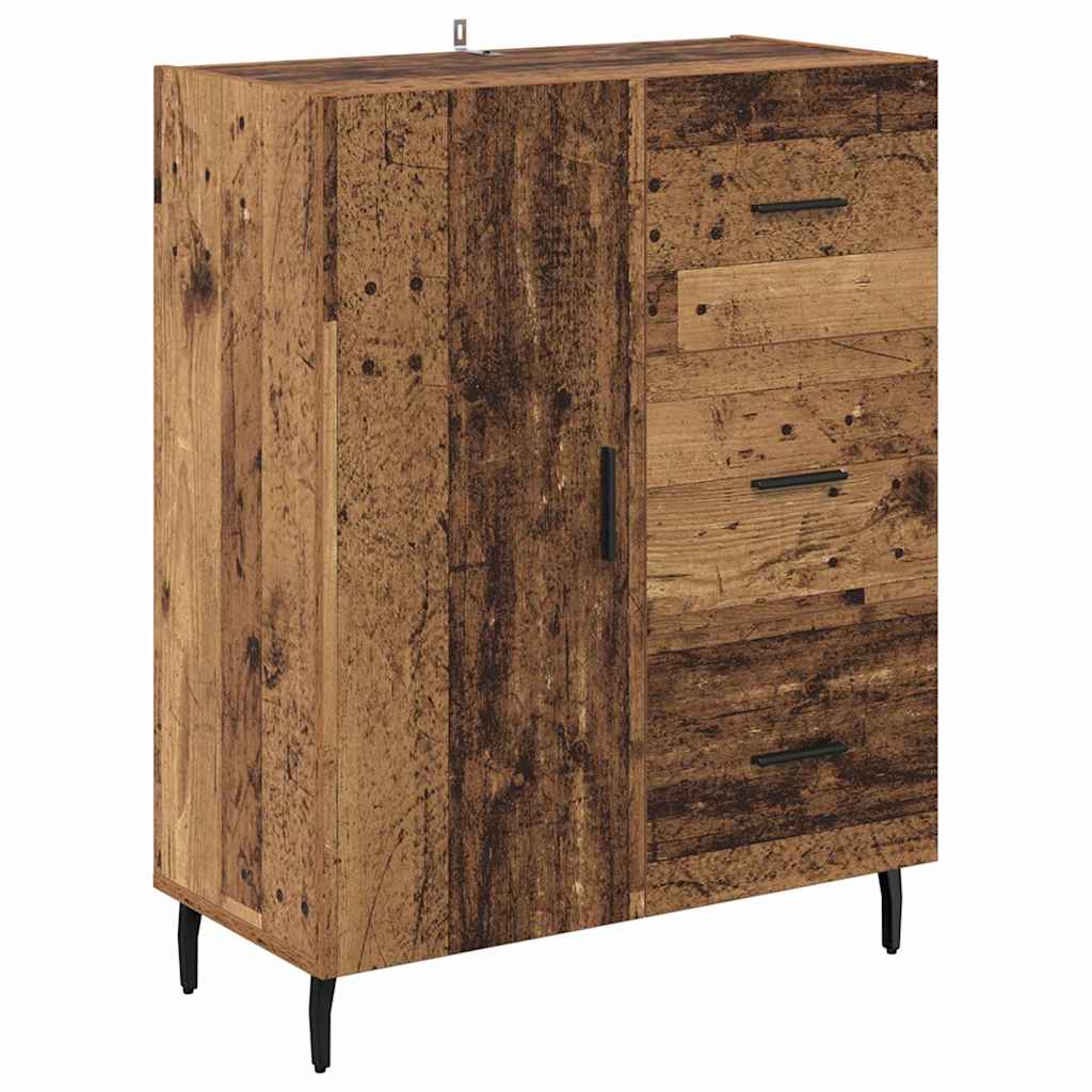 vidaXL Highboard with Drawer 2 pcs Old Wood Engineered Wood and Glass