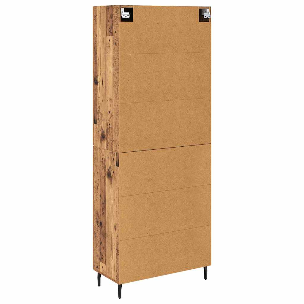 vidaXL Highboard with Drawer 2 pcs Old Wood Engineered Wood and Glass