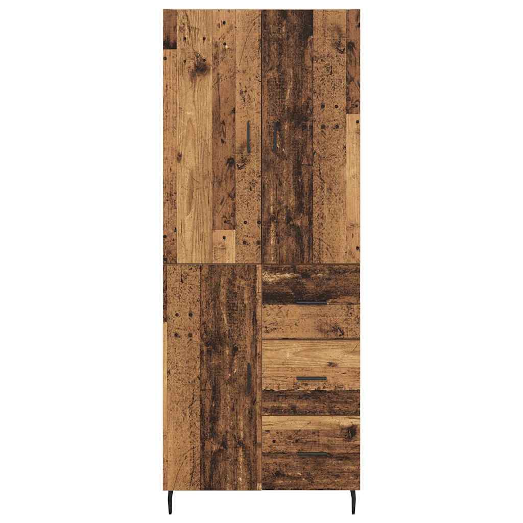 vidaXL Highboard with Drawer 2 pcs Old Wood Engineered Wood and Glass