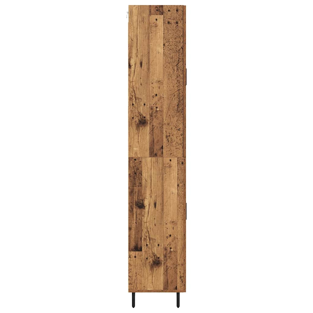 vidaXL Highboard with Drawer 2 pcs Old Wood Engineered Wood and Glass