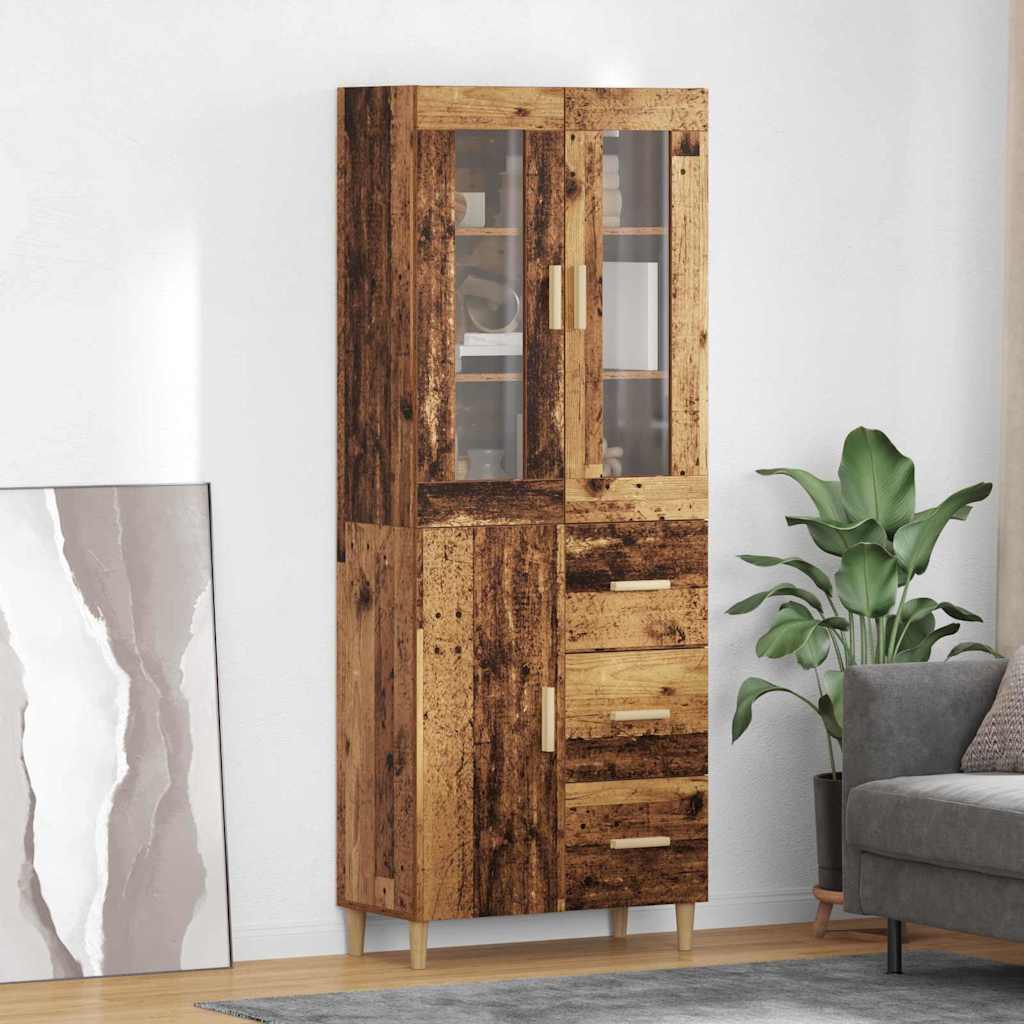 vidaXL Highboard Old Wood 69.5 x 34 x 180 cm Engineered Wood