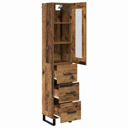 vidaXL Highboard Old Wood 34.5 x 34 x 180 cm Engineered Wood
