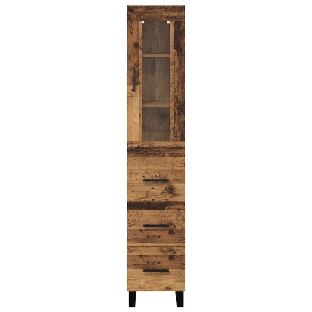 vidaXL Highboard Old Wood 34.5 x 34 x 180 cm Engineered Wood