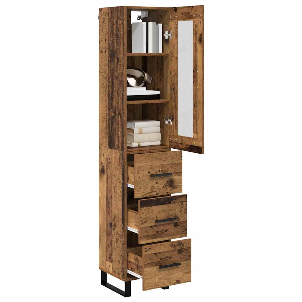 vidaXL Highboard Old Wood 34.5 x 34 x 180 cm Engineered Wood