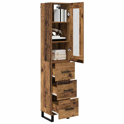 vidaXL Highboard Old Wood 34.5 x 34 x 180 cm Engineered Wood