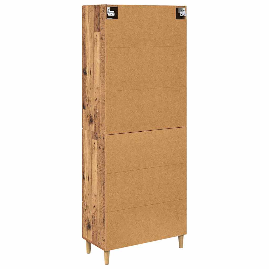 vidaXL Highboard Old Wood 69.5 x 34 x 180 cm Engineered Wood and Glass