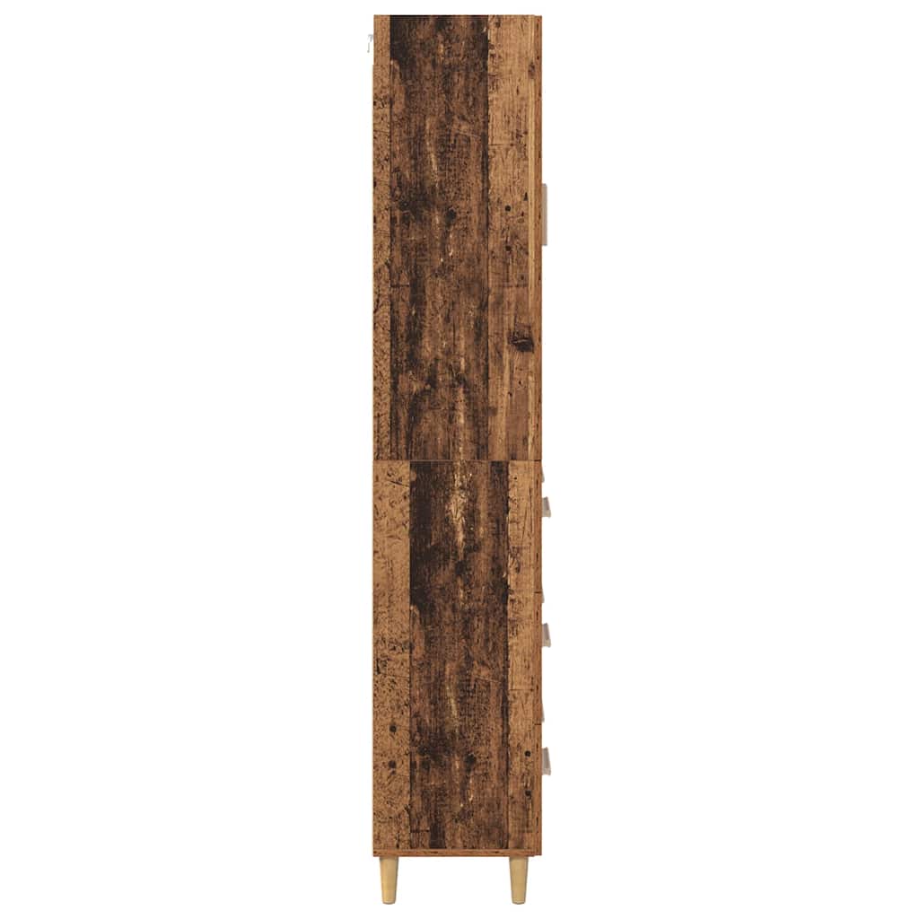 vidaXL Highboard Old Wood 69.5 x 34 x 180 cm Engineered Wood and Glass