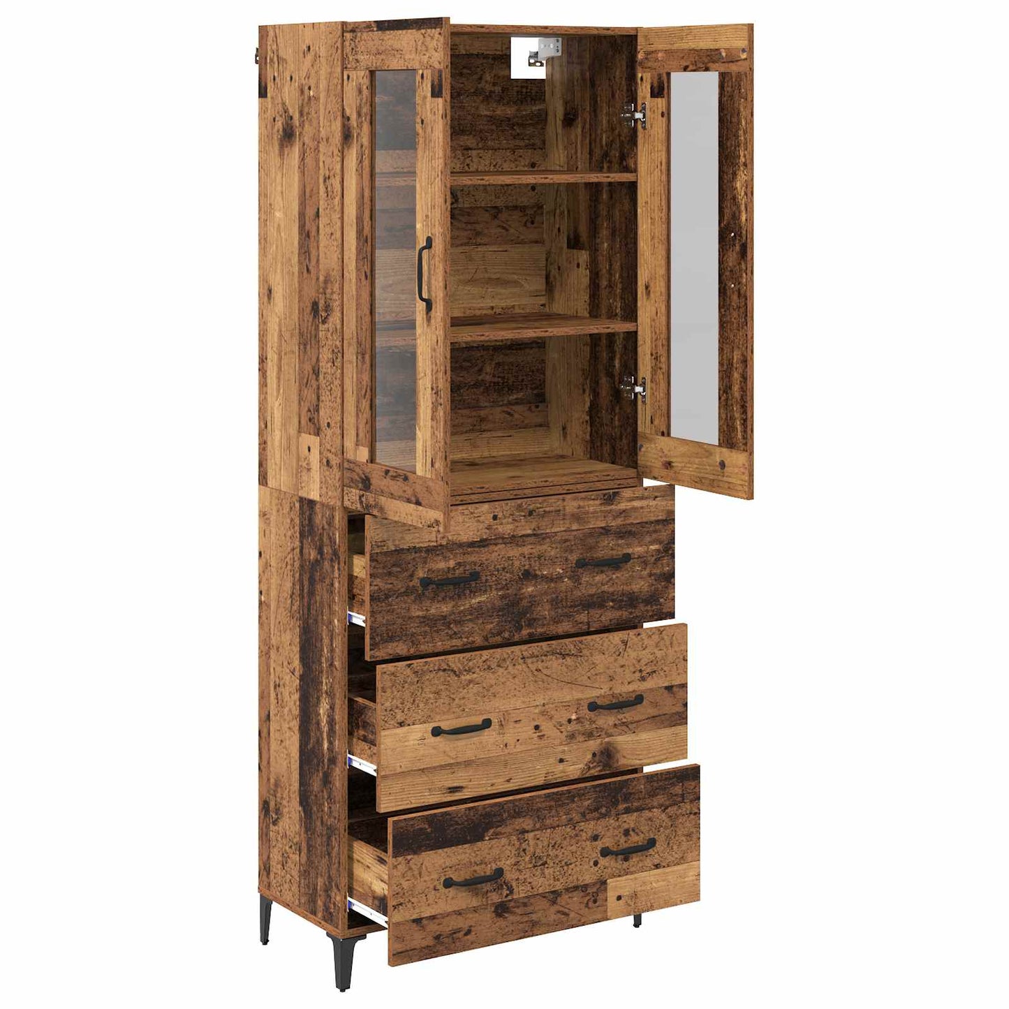 vidaXL Highboard Old Wood 69.5 x 34 x 180 cm Engineered Wood