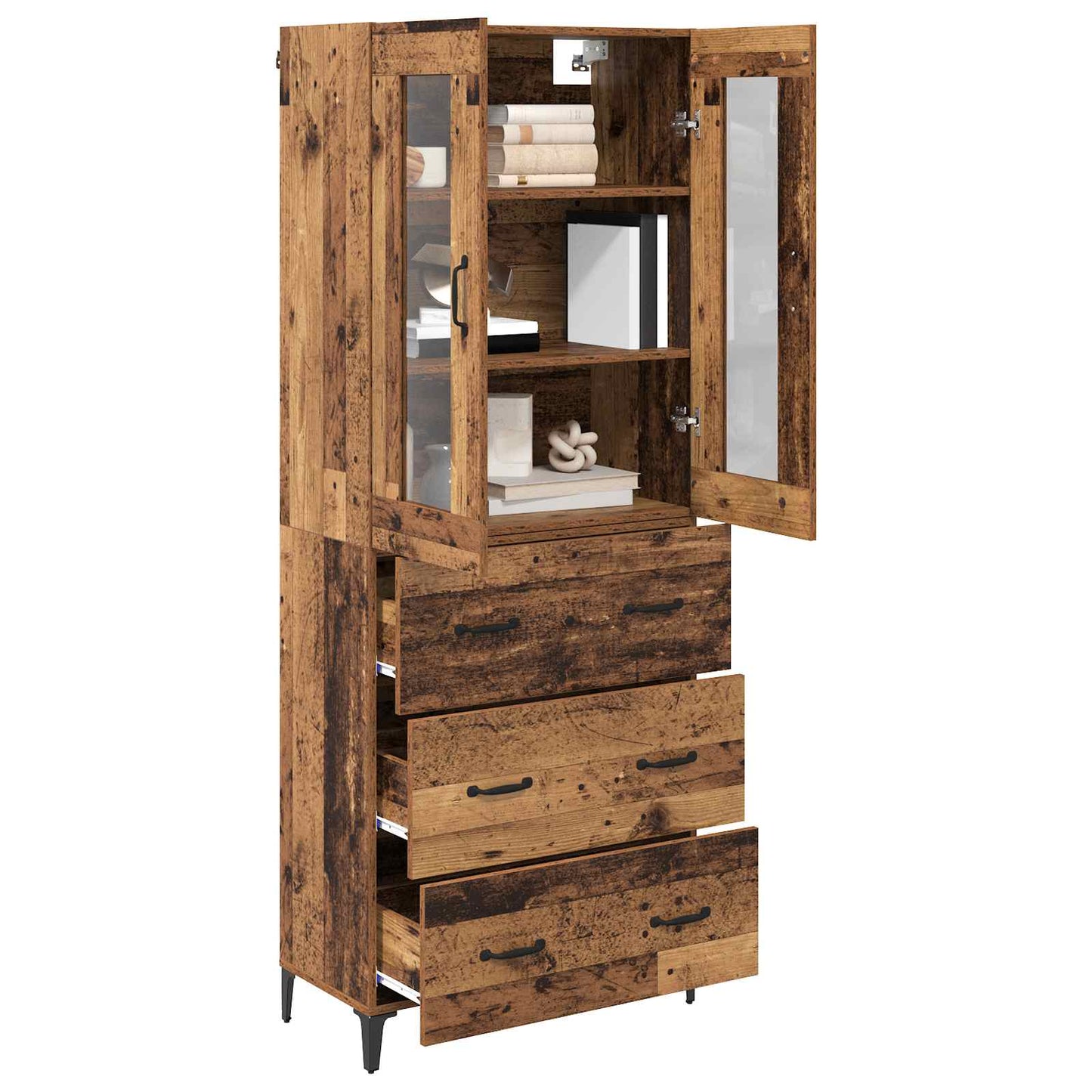 vidaXL Highboard Old Wood 69.5 x 34 x 180 cm Engineered Wood