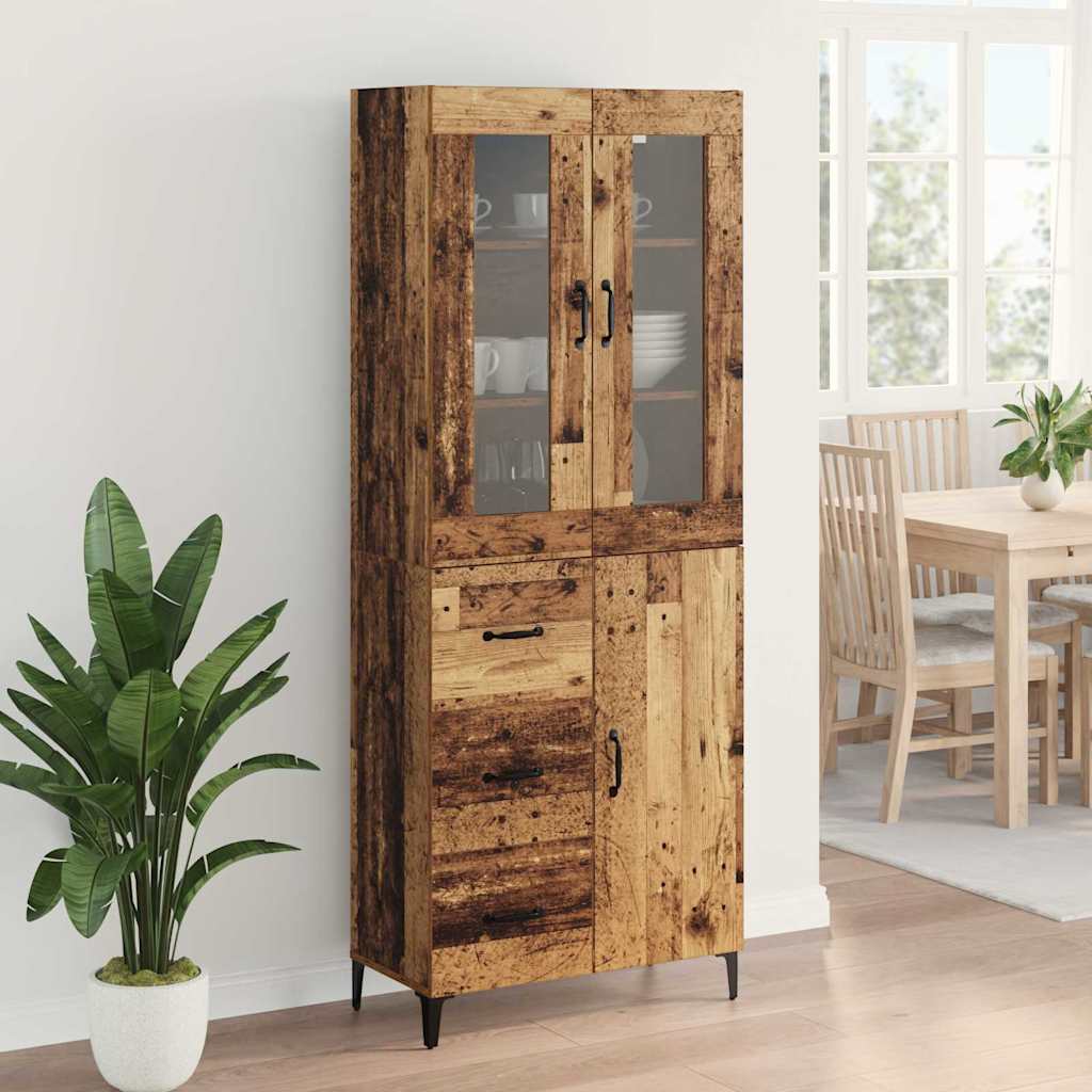 vidaXL Highboard Old Wood 69.5 x 34 x 180 cm Engineered Wood
