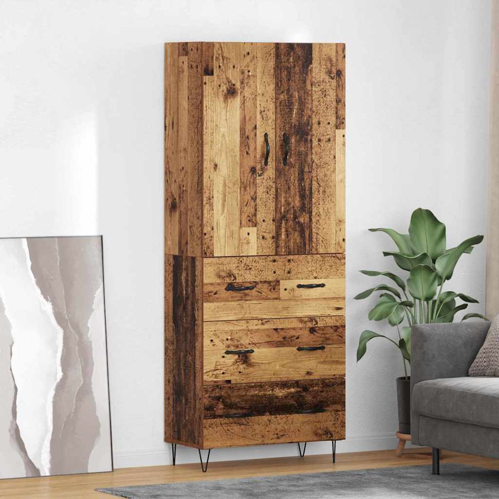 vidaXL Highboard with Drawer 2 pcs Old Wood Engineered Wood