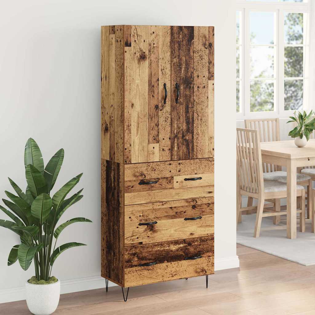 vidaXL Highboard with Drawer 2 pcs Old Wood Engineered Wood