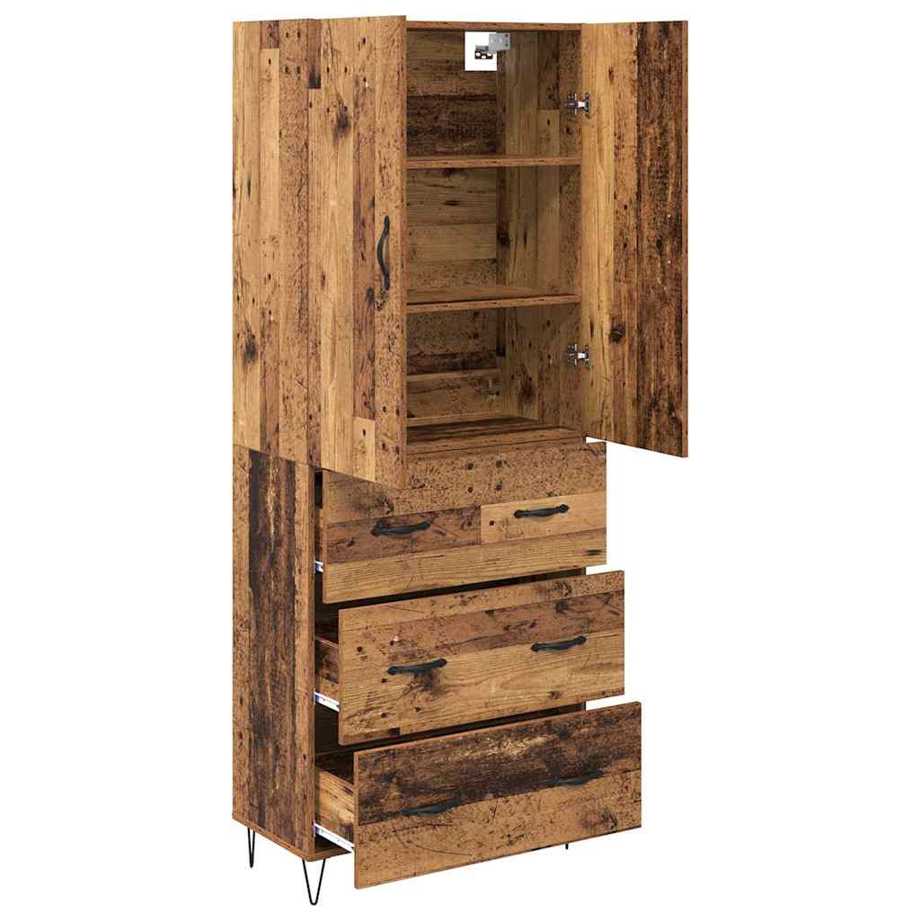vidaXL Highboard with Drawer 2 pcs Old Wood Engineered Wood