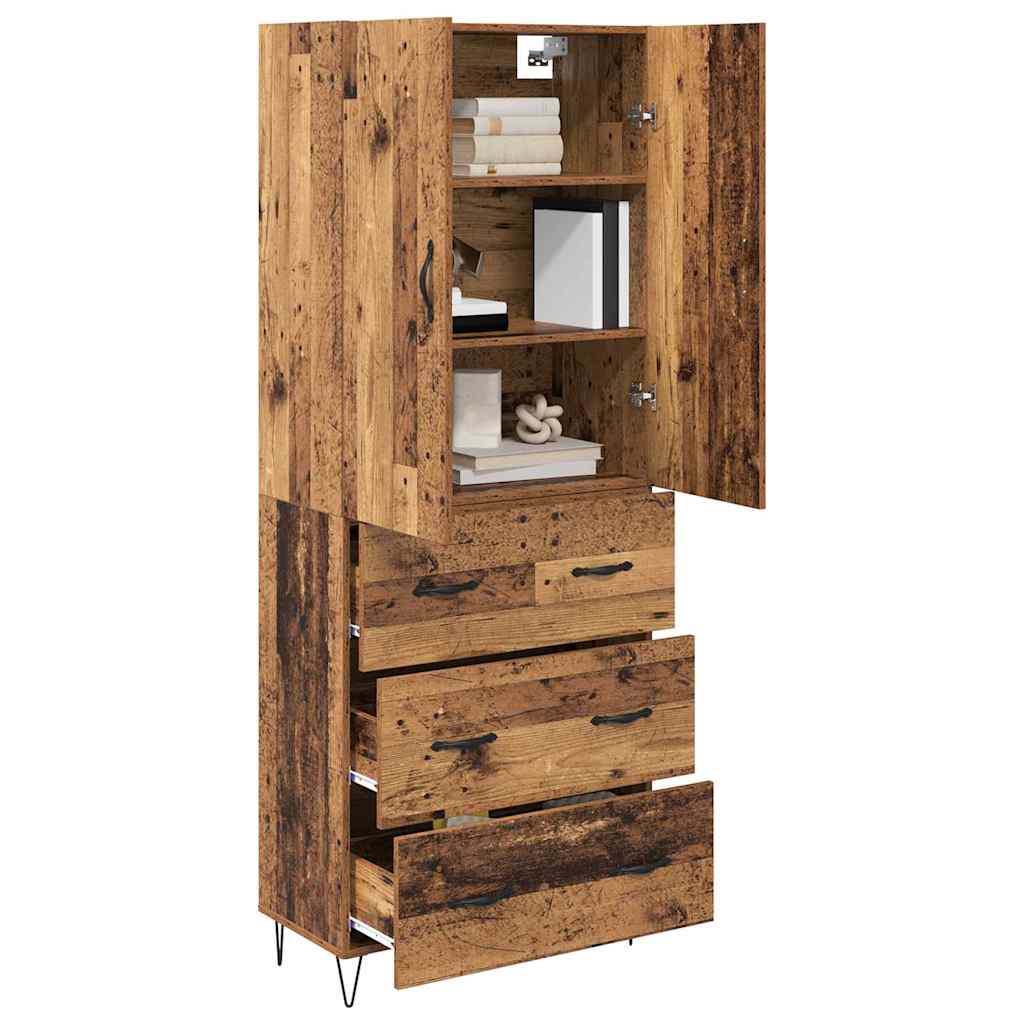 vidaXL Highboard with Drawer 2 pcs Old Wood Engineered Wood
