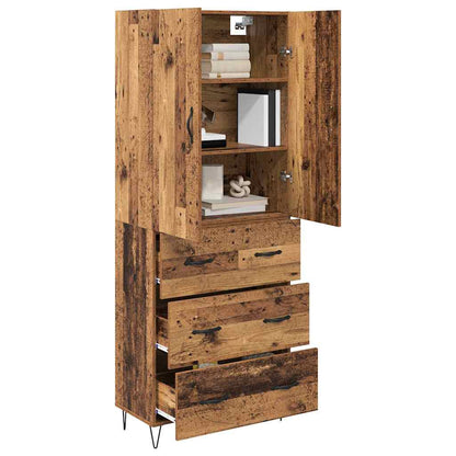 vidaXL Highboard with Drawer 2 pcs Old Wood Engineered Wood