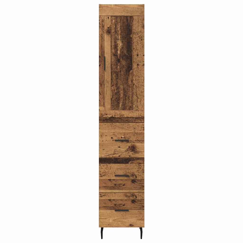 vidaXL Highboard Old Wood 34.5 x 34 x 180 cm Engineered Wood