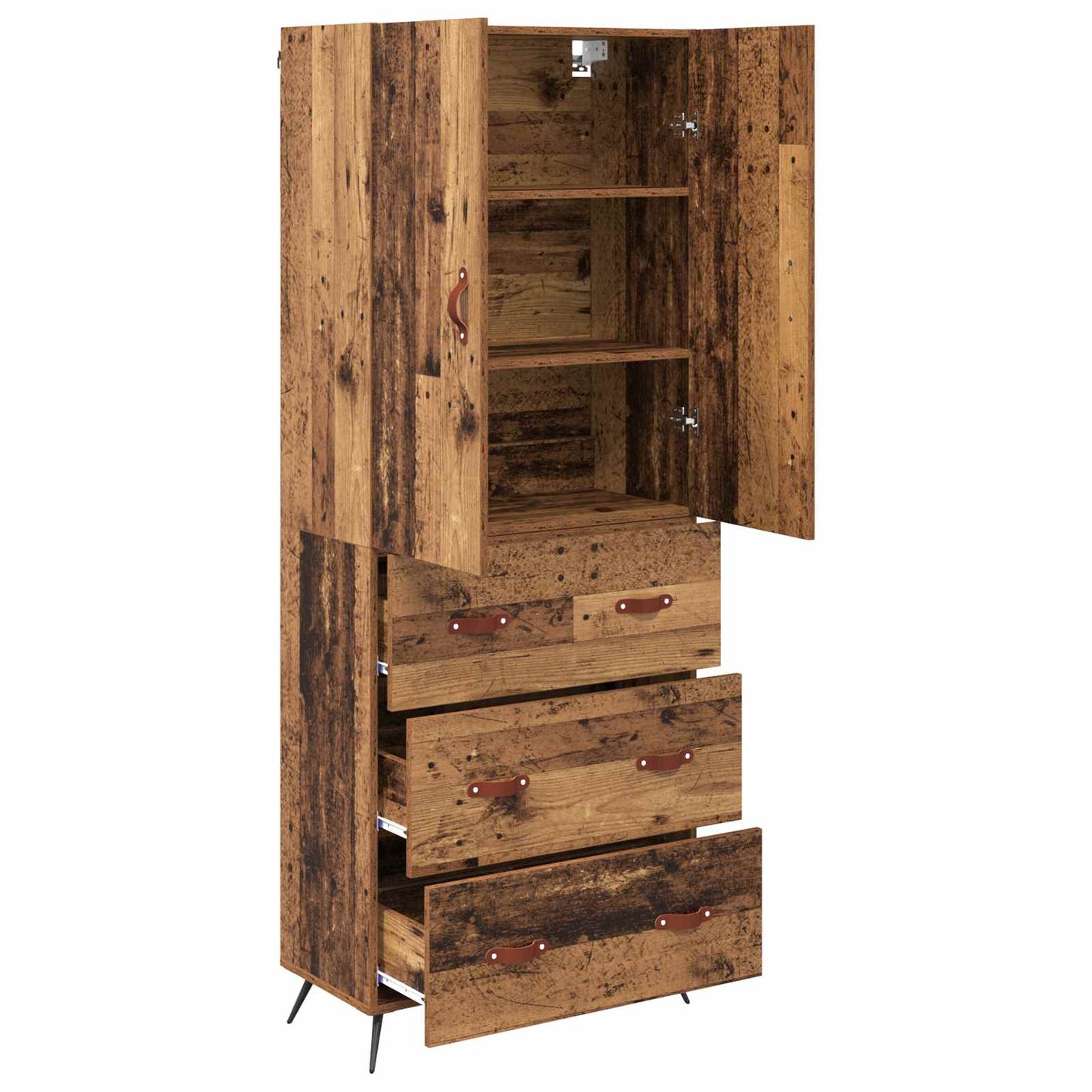 vidaXL Highboard Old Wood 69.5 x 34 x 180 cm Engineered Wood