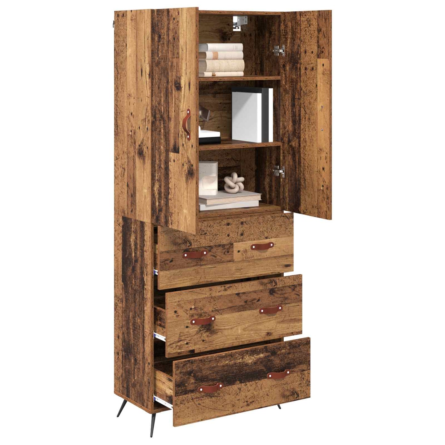 vidaXL Highboard Old Wood 69.5 x 34 x 180 cm Engineered Wood
