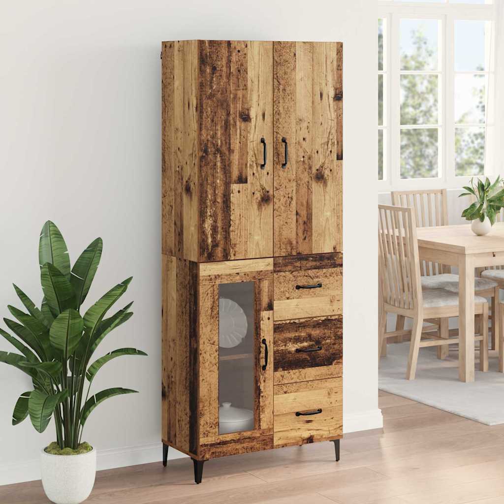 vidaXL Highboard Old Wood 69.5 x 34 x 180 cm Engineered Wood