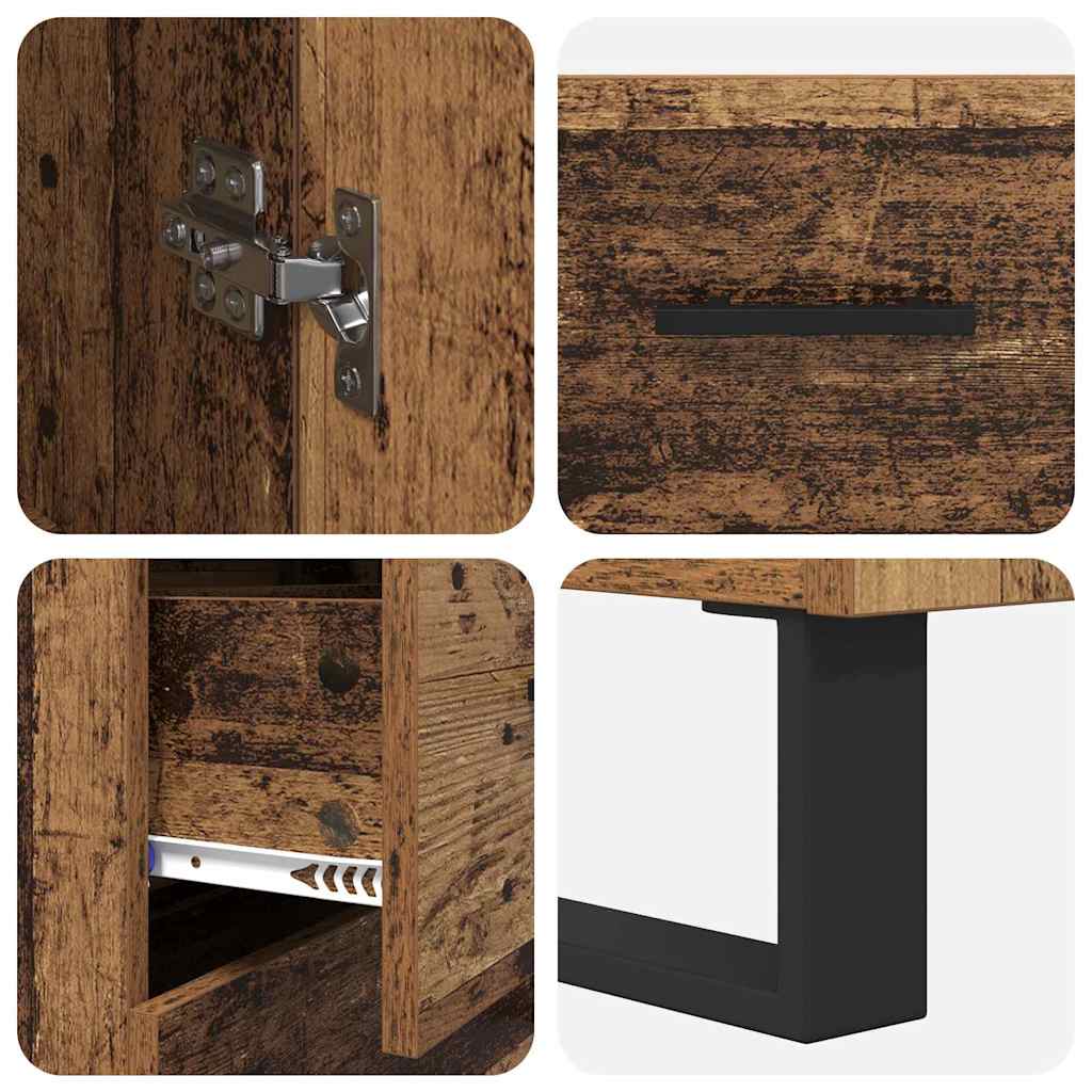 vidaXL Highboard with Drawer 2 pcs Old Wood 69.5 x 34 x 180 cm