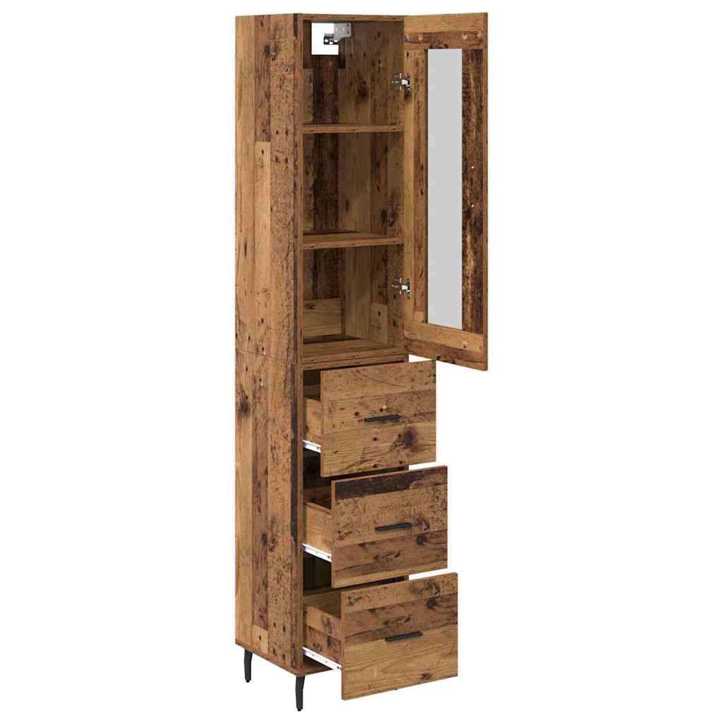 vidaXL Highboard Old Wood 34.5 x 34 x 180 cm Engineered Wood