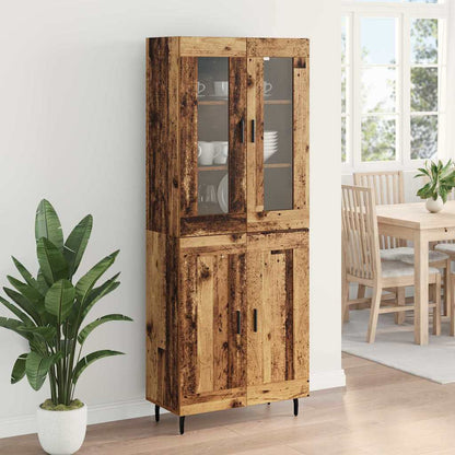 vidaXL Highboard 2 pcs Old Wood Engineered Wood and Glass