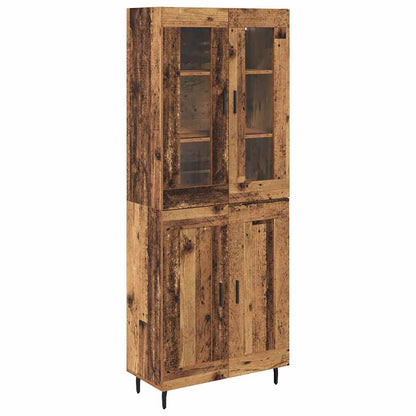 vidaXL Highboard 2 pcs Old Wood Engineered Wood and Glass