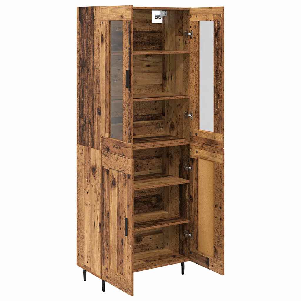vidaXL Highboard 2 pcs Old Wood Engineered Wood and Glass