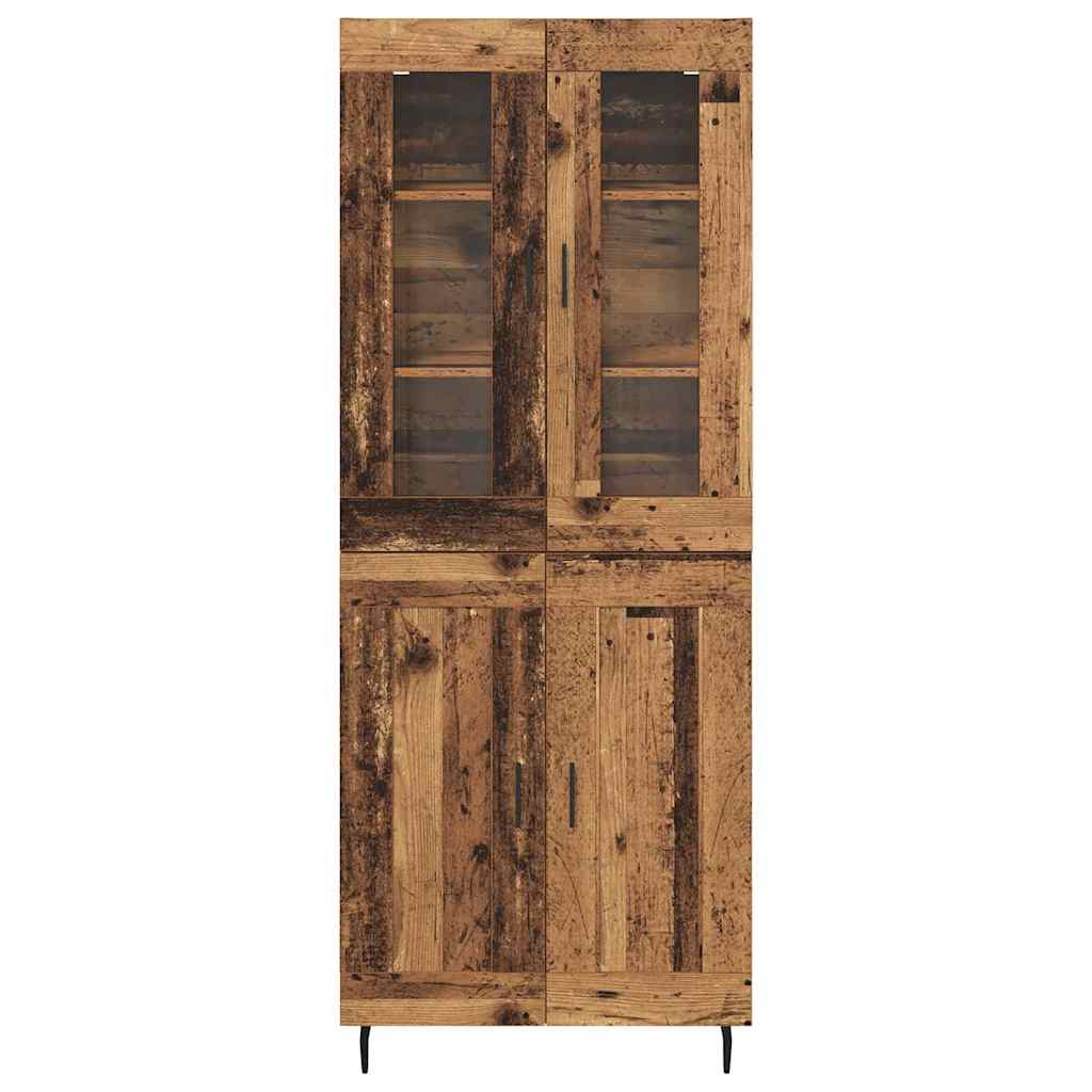 vidaXL Highboard 2 pcs Old Wood Engineered Wood and Glass