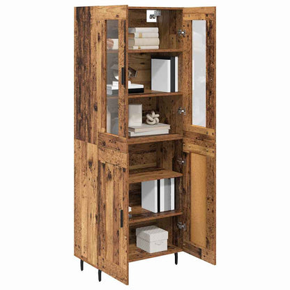 vidaXL Highboard 2 pcs Old Wood Engineered Wood and Glass