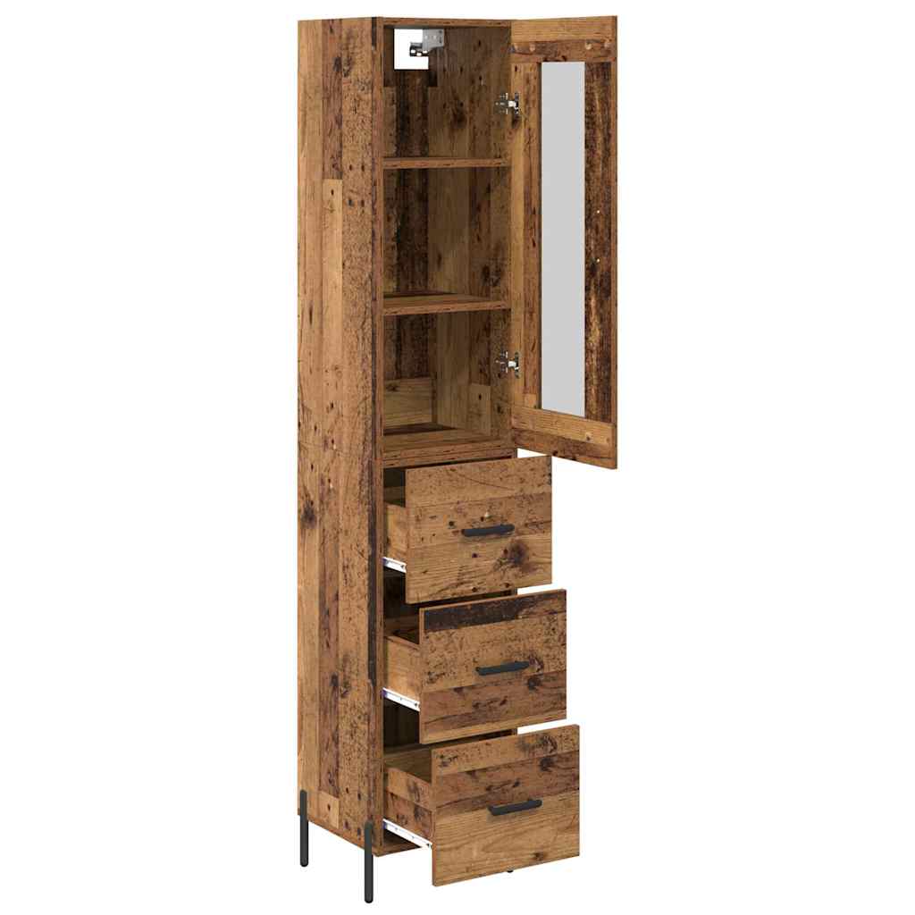vidaXL Highboard Old Wood 34.5 x 34 x 180 cm Engineered Wood