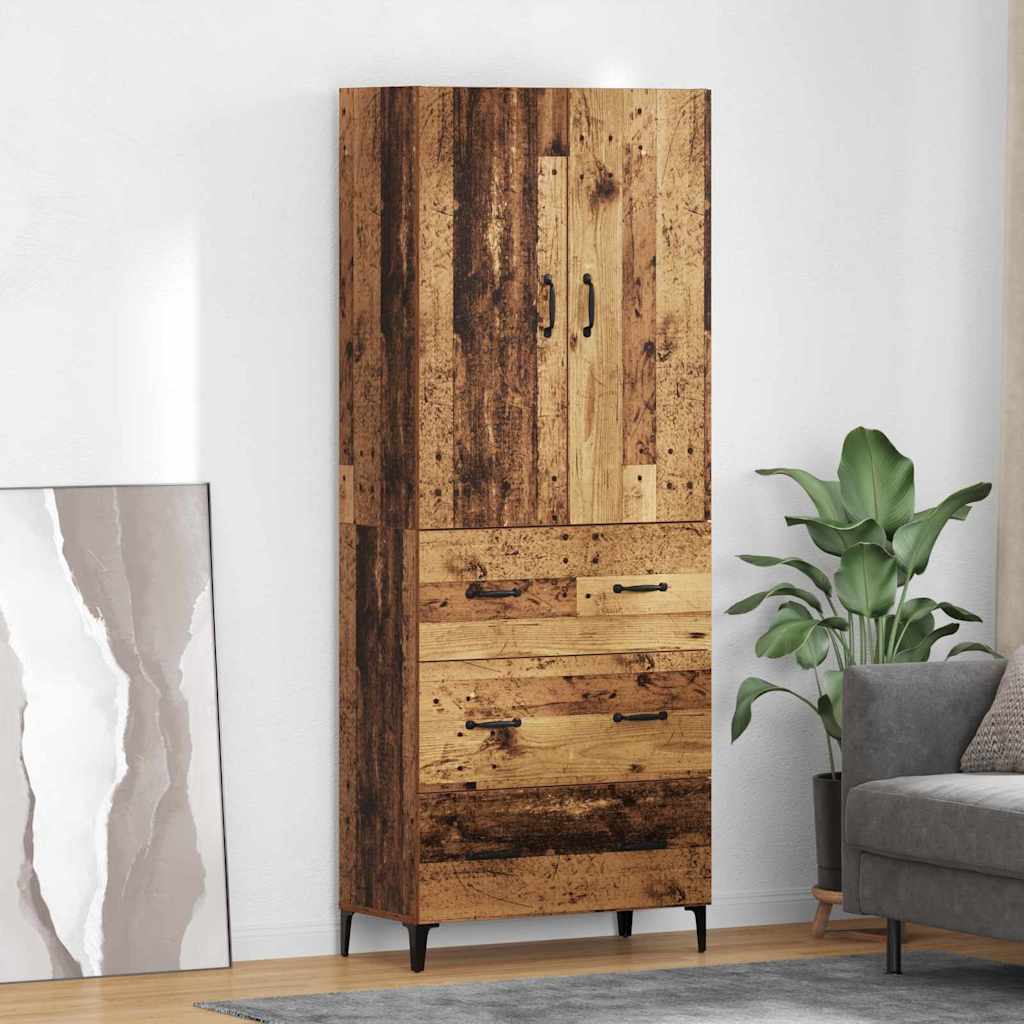 vidaXL Highboard Old Wood 69.5 x 34 x 180 cm Engineered Wood