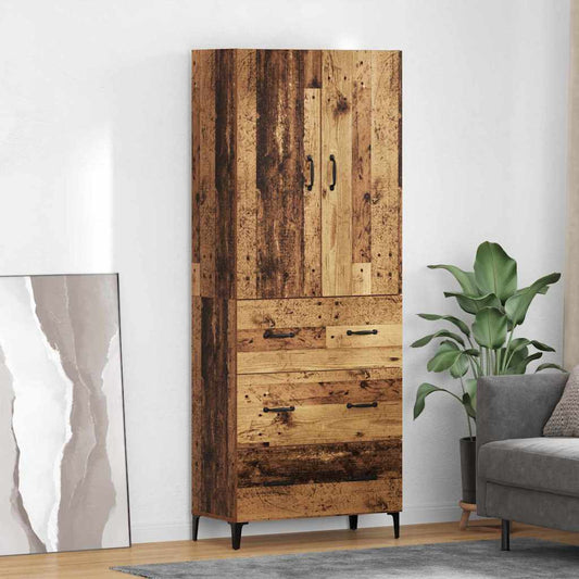 vidaXL Highboard Old Wood 69.5 x 34 x 180 cm Engineered Wood