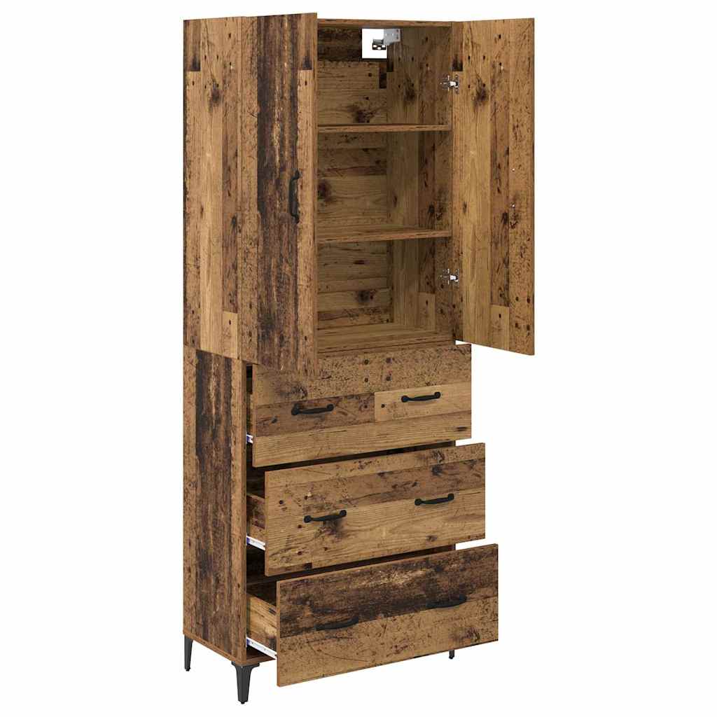 vidaXL Highboard Old Wood 69.5 x 34 x 180 cm Engineered Wood