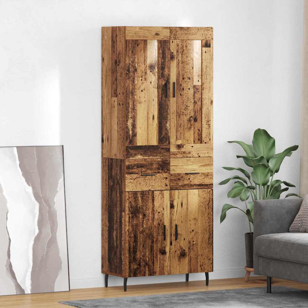 vidaXL Highboard with Drawer 2 pcs Old Wood Engineered Wood