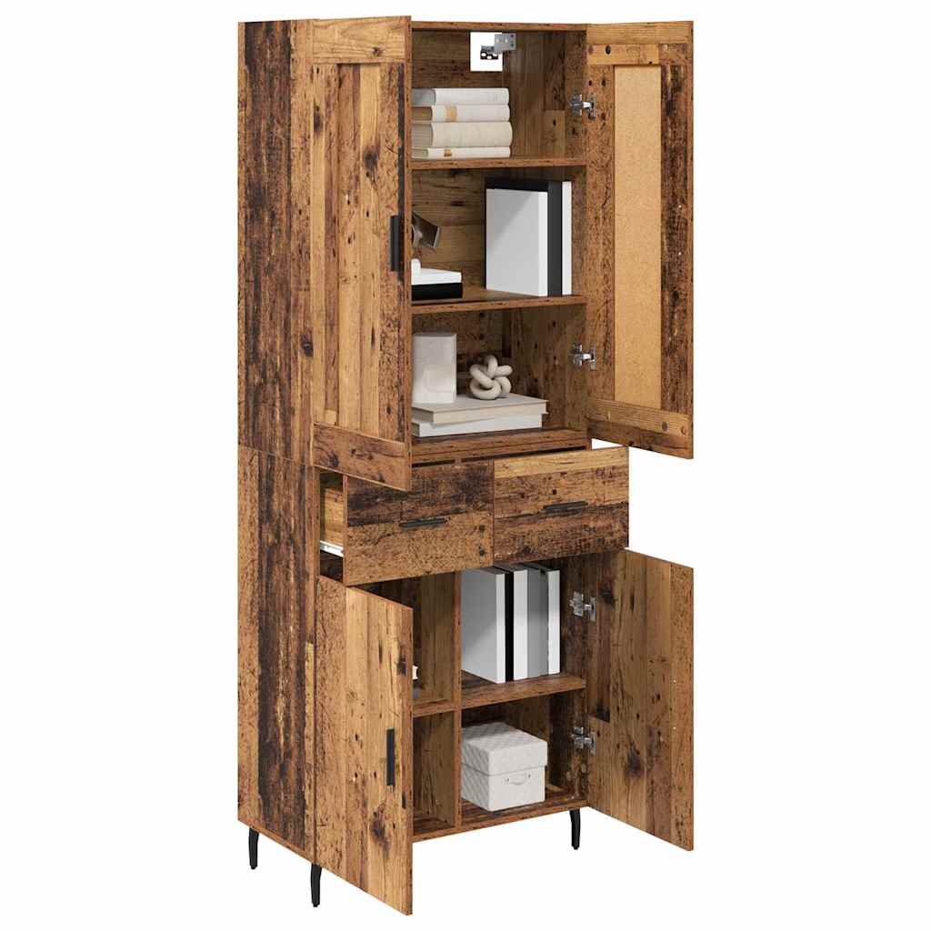 vidaXL Highboard with Drawer 2 pcs Old Wood Engineered Wood
