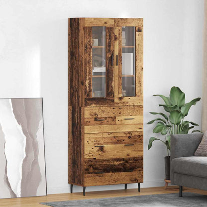 vidaXL Highboard with Drawer 2 pcs Old Wood Engineered Wood
