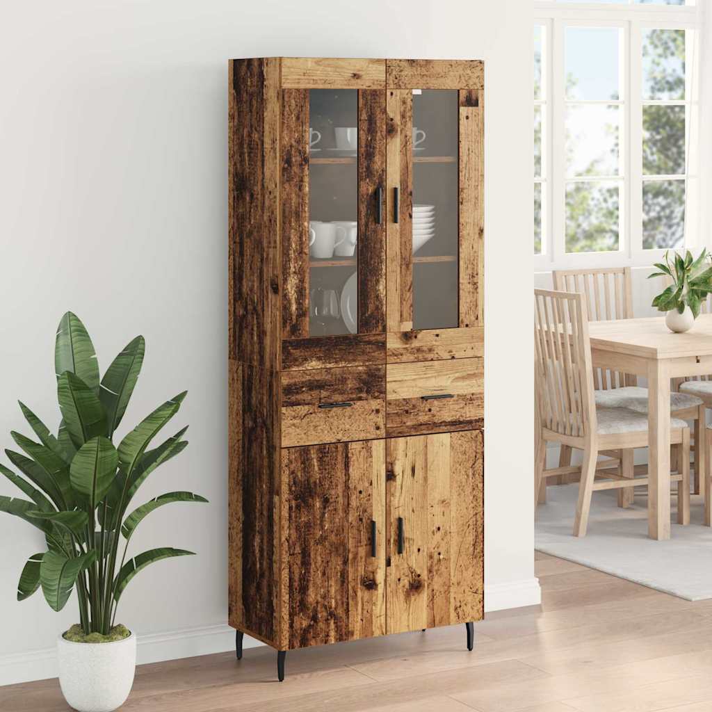 vidaXL Highboard with Drawer 2 pcs Old Wood Engineered Wood