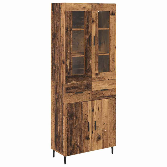 vidaXL Highboard with Drawer 2 pcs Old Wood Engineered Wood