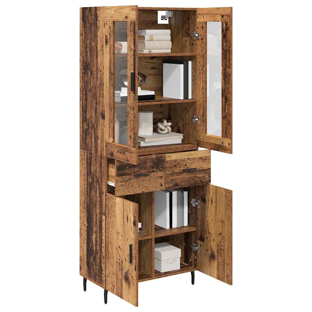 vidaXL Highboard with Drawer 2 pcs Old Wood Engineered Wood