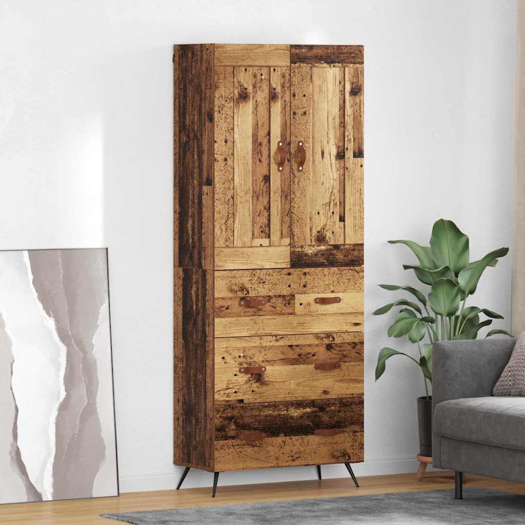 vidaXL Highboard Old Wood 69.5 x 34 x 180 cm Engineered Wood