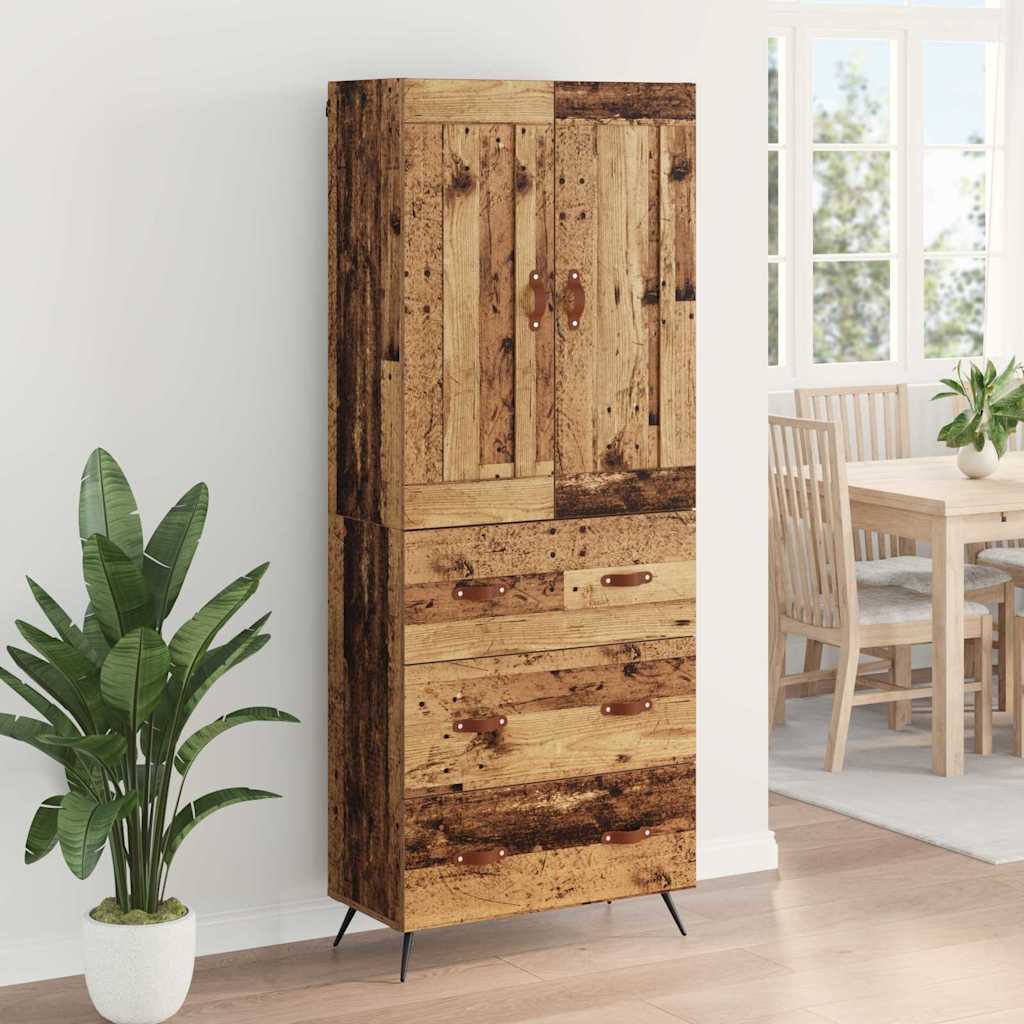 vidaXL Highboard Old Wood 69.5 x 34 x 180 cm Engineered Wood